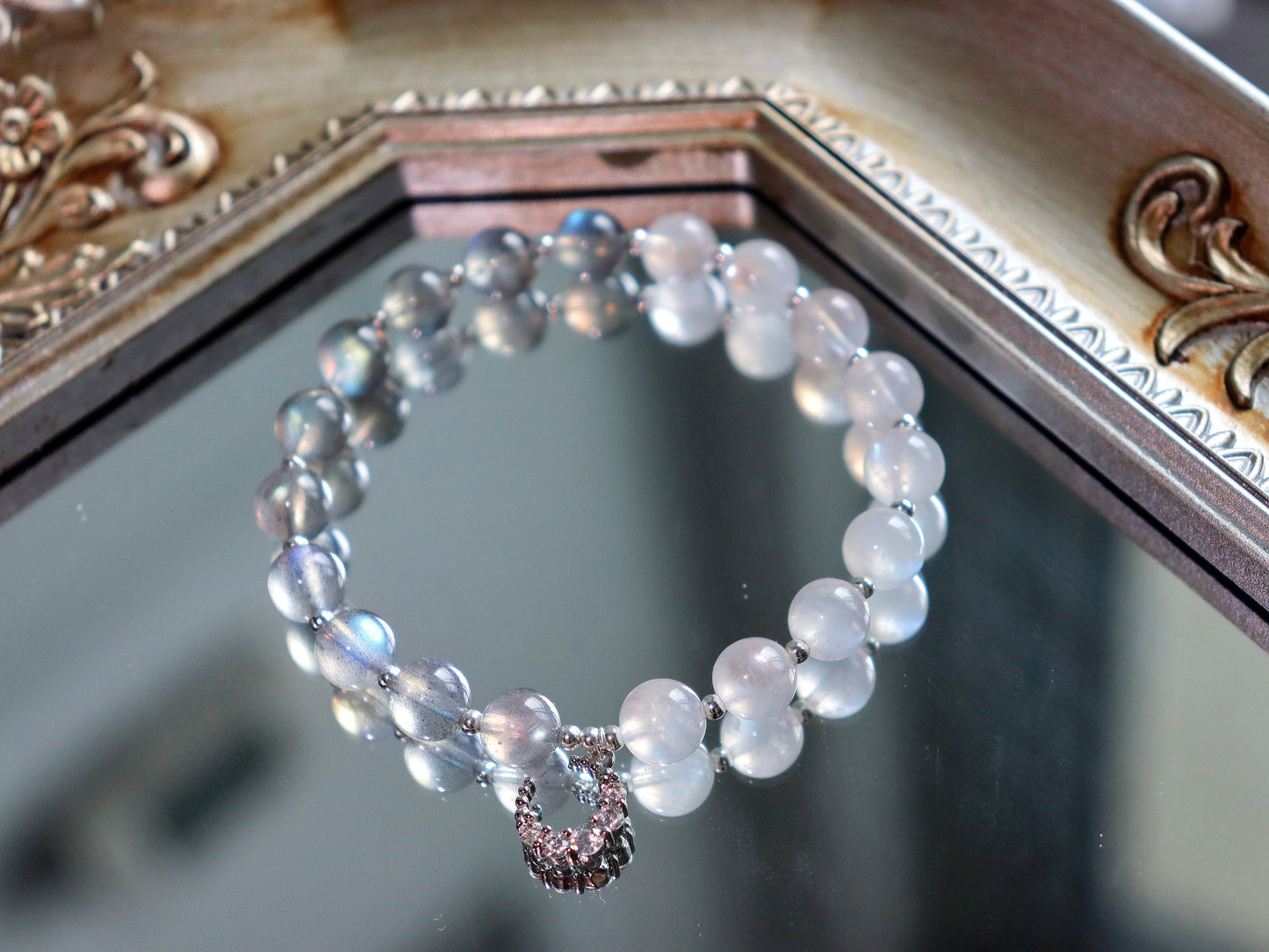 White/ grey moonlight crystal double match small moon accessories