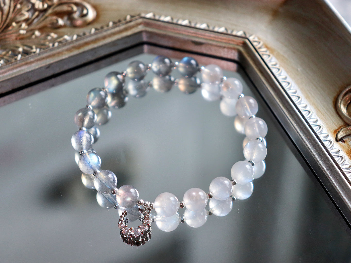 White/ grey moonlight crystal double match small moon accessories