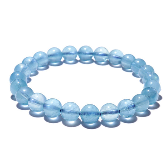 Premium Natural Deep Blue Aquamarine Bracelet - High Clarity Aquamarine Beads